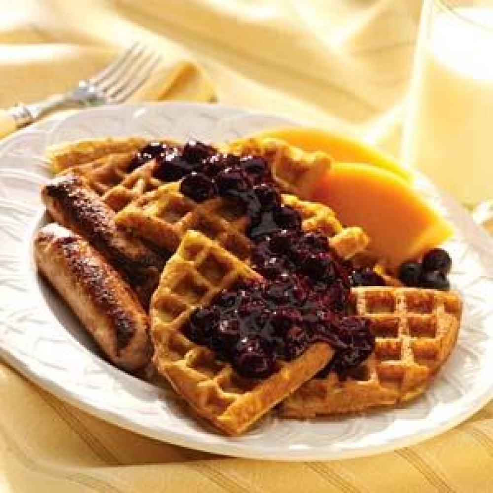 lemon-poppyseed-waffles-with-blueberry-sauce